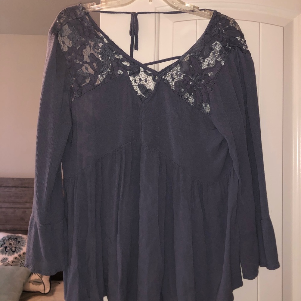 Purple laced back top.